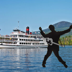 Picture of the Saint on the Lake with an Elvis silhouette superimposed